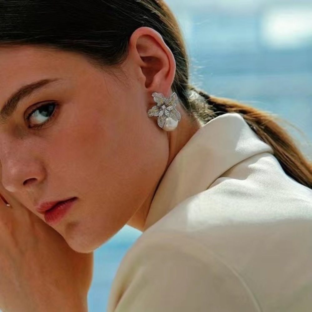 Pearl petal earrings very light‎ weight beautiful for any occasion
